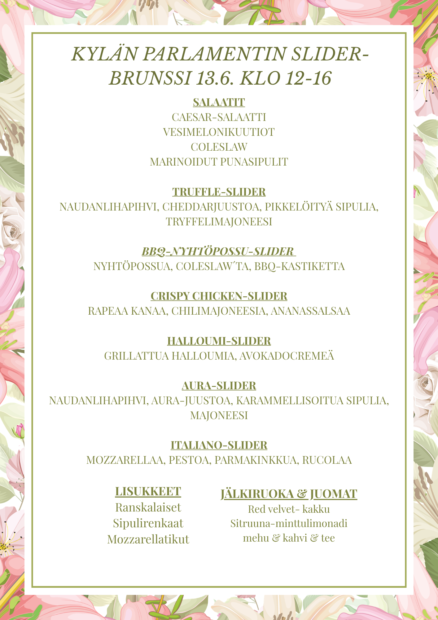 Green and Pink Aesthetic Flowers Border Flyer